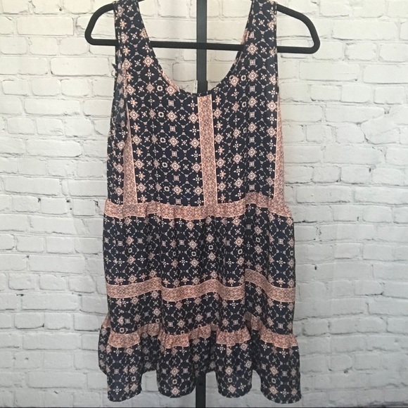 Blu Pepper Navy and Pink Printed Dress - Picture 2 of 4